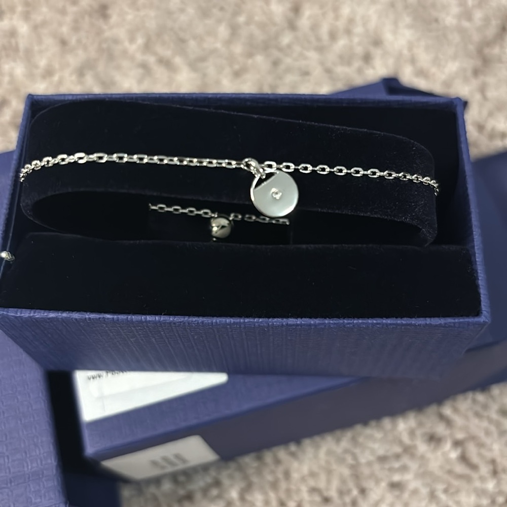 Silver-Tone Swarovski Elements  Crystal Adjustable Slider Bracelet - Picture 3 of 3